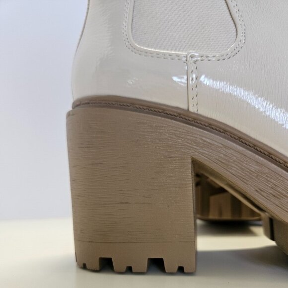 Round Mid Heel Chunky Block Heels Ankle Boots Women's Sz 6 Color Bone Round Toe - Picture 4 of 10